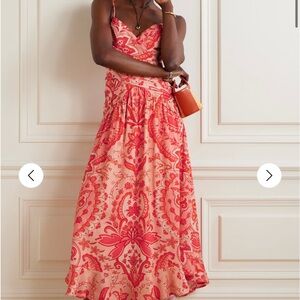 Farm Rio Ruched Jaipur Linen Blend Maxi Dress NWT